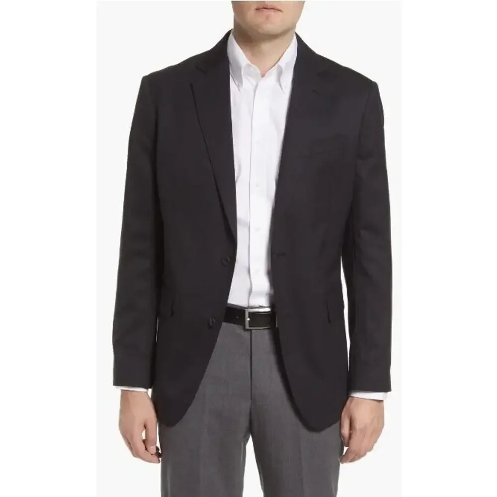 Nordstrom Men's Shop Tech-Smart Trim Fit Stretch Wool Sports Coat Black 38R $299